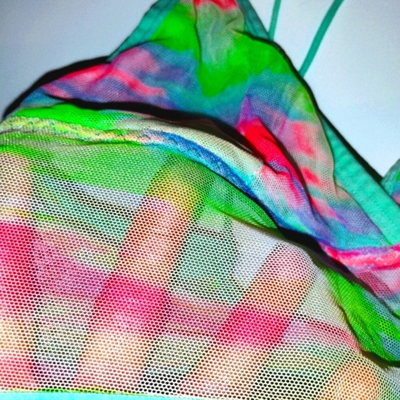 Women's No Boundaries Pastel Tie Die Nylon Spandex Mesh Bralette Size S Y2K - Picture 3 of 10